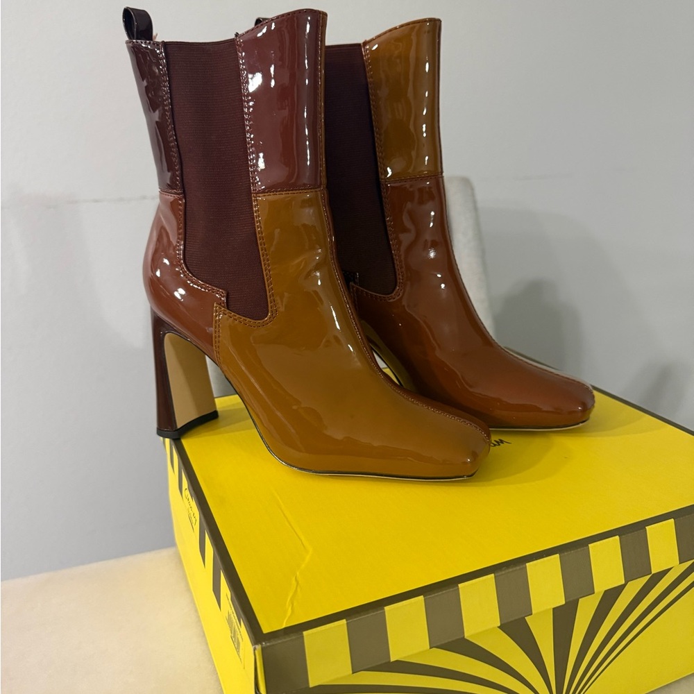 Circus by Sam Edelman Glossy Brown Heeled Boots